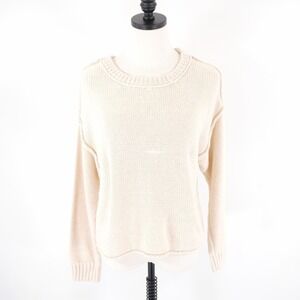 American Eagle Cream Reverse Aesthetic Knit Sweater Small Long Sleeve Cotton